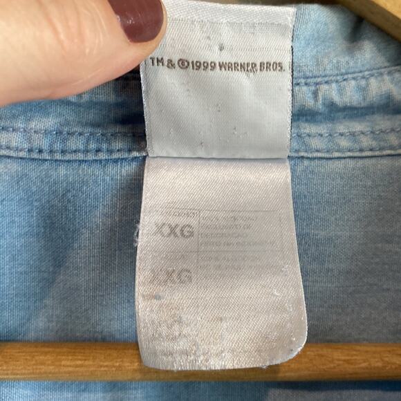 Vintage 90s Looney Tunes denim button up embroidered shirt XXL - Picture 8 of 14